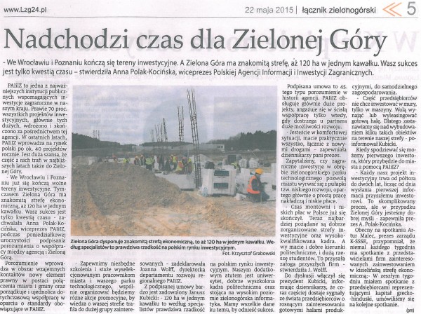 2015.05.22 - lacznik zielonogorski - Nadchodzi czas dla Zielonej Gory