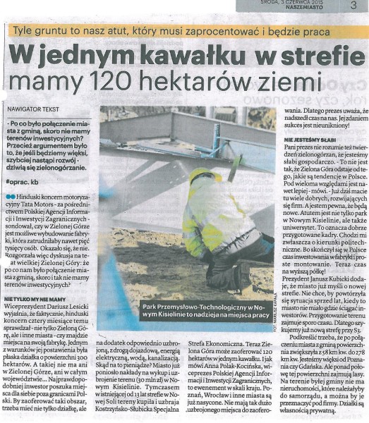 2015.06.03 - W jednym kawalku w strefie mamy 120 ha - nasze miasto